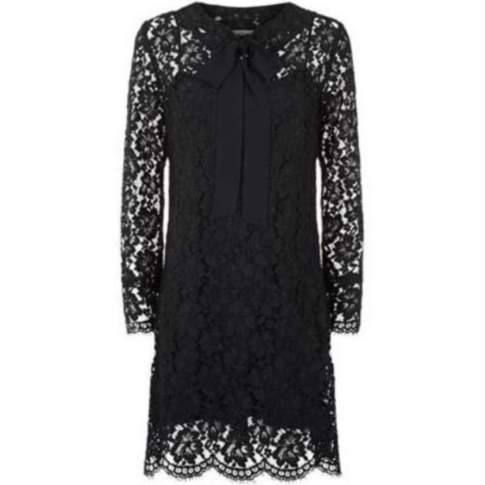 Sandro Raoule Black Lace Dress Long Sleeve